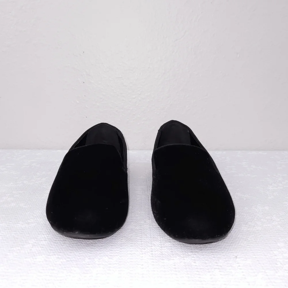 BIRDIES The Starling Velvet Flats US 8.5 Black Faux-Fur Lined Slip-On Loafer